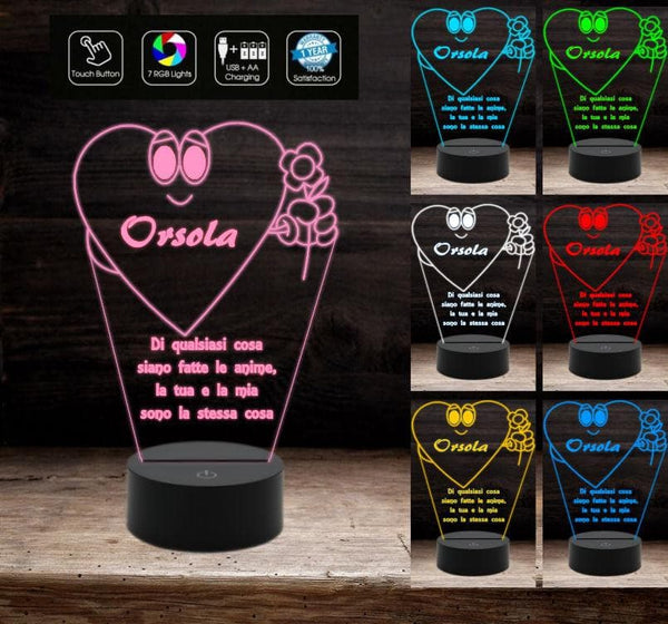 Lampada Led San VALENTINO cuore con fiore e frase personalizzata Regal – Shop  Ricomincio da tre