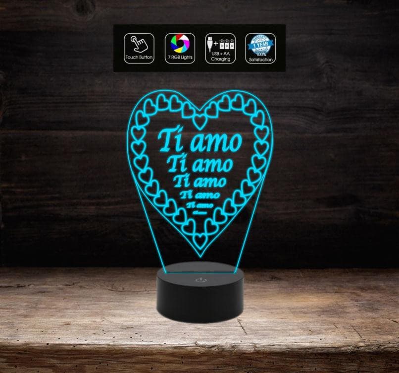Luce da notte camera Lampada led 7 colori cuore San Valentino Idea reg – Shop  Ricomincio da tre